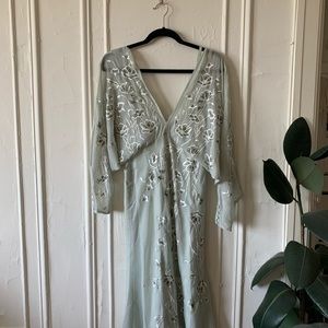 ASOS design embroidered batwing midi dress